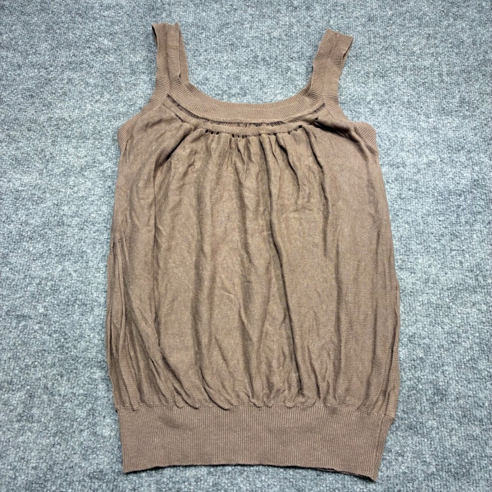 Free People Brown‎ Knit Gathered Tank Top Womens Sz. Small Boho Chic Style